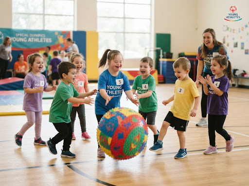 Children playing with a ball outdoors